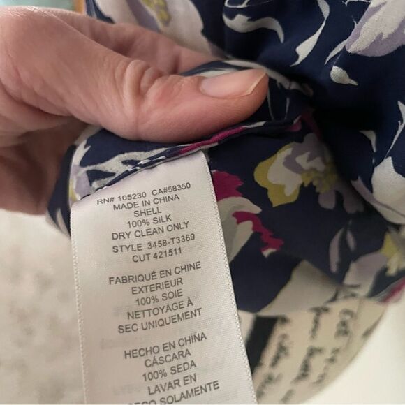 Joie Women’s Blue Floral Silk Blouse 3/4 Sleeve Size XS - Picture 6 of 16
